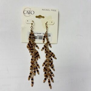 Cato Gold and Brown Beaded Dangle Earrings
